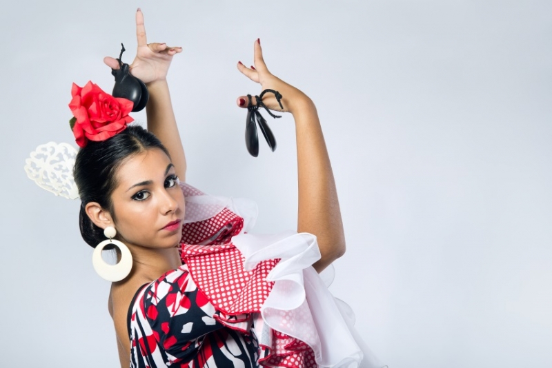 Spanish dancer looking into a camera